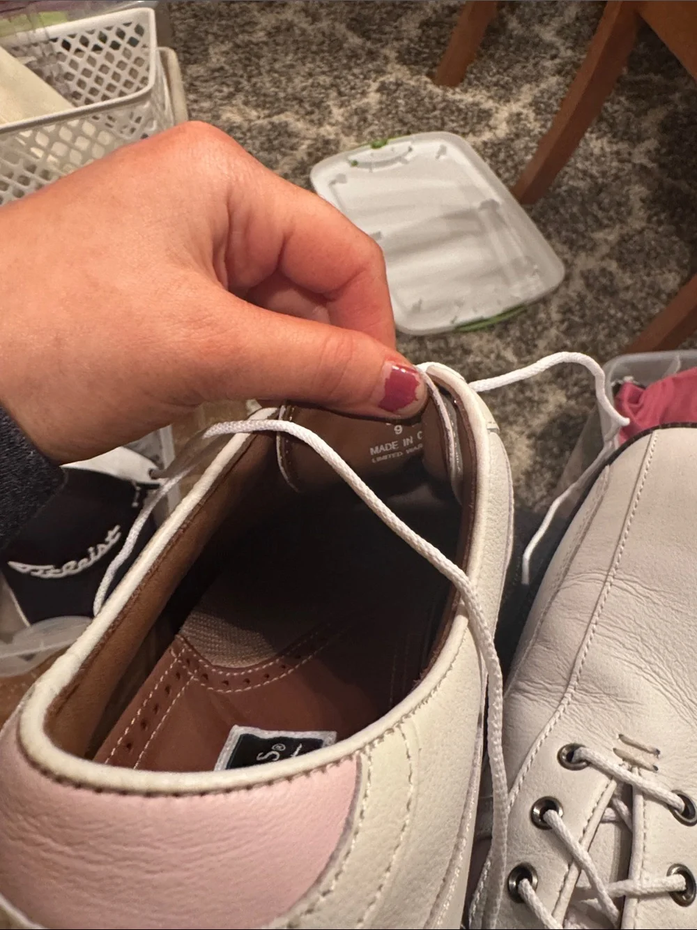 FootJoy White and Pink Leather Lace-Up Oxfords